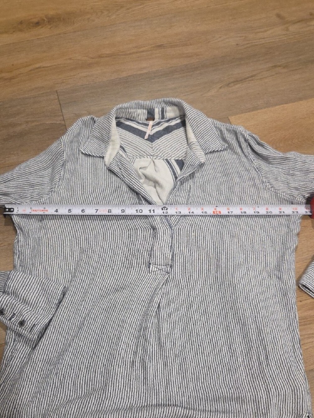 Free People Blue & White Striped Lightweight Button-Front Tunic - Picture 4 of 5